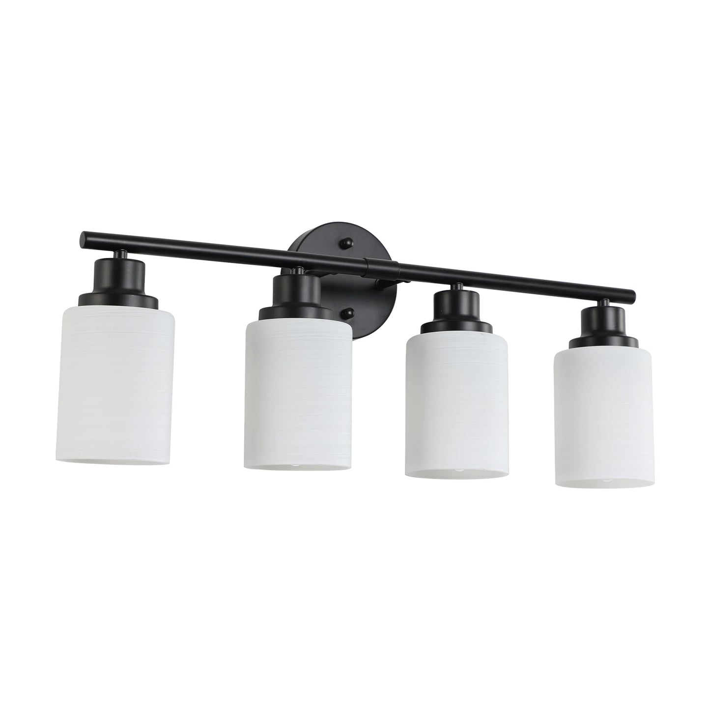 Modern 4/5/6 Lights Vanity Bathroom Mirror Light, Frosted White Glass Lampshades with Black Iron Frame, Contemporary Wall Sconce