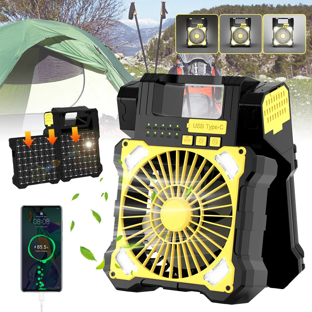 Moowarlt Solar Charging Portable Fan For Outdoor Adventures