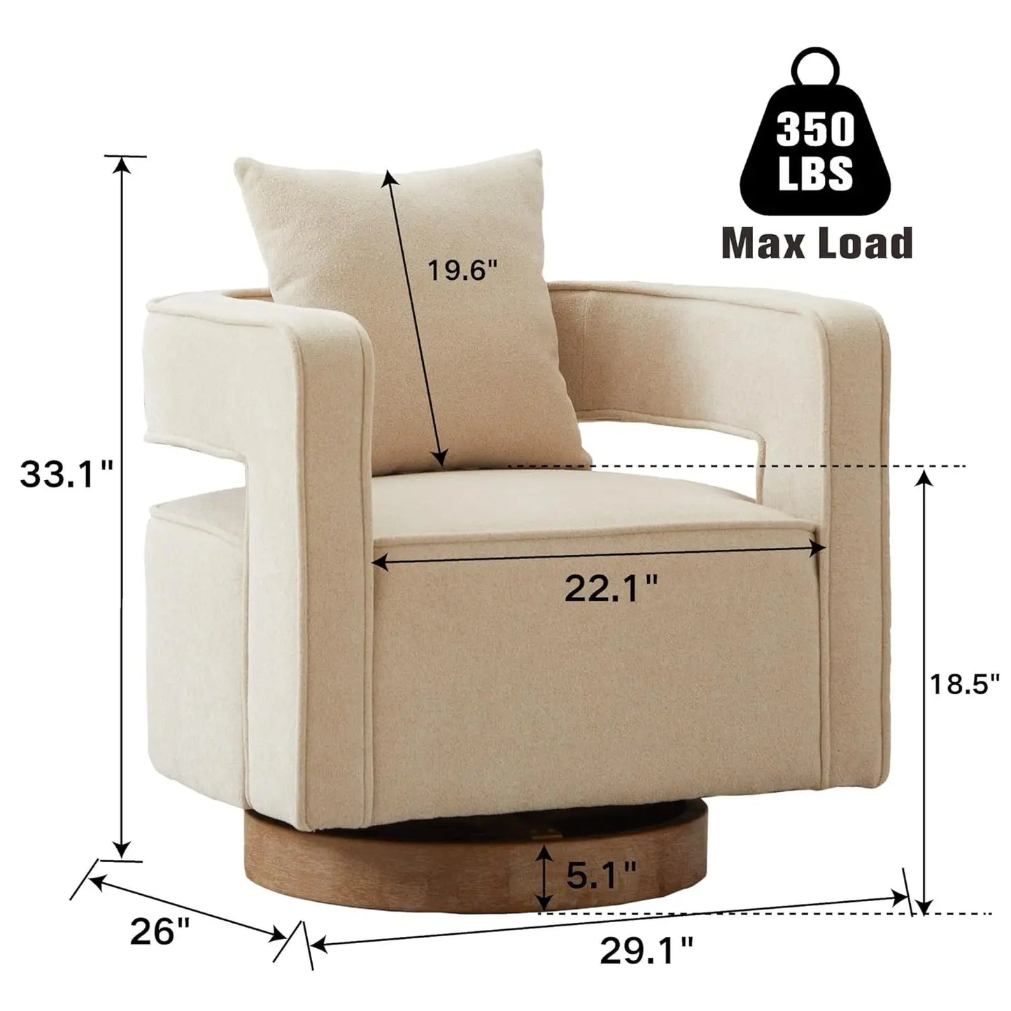 Upholstered Swivel Accent Chair Set Of 2 Open Back Barrel Chair