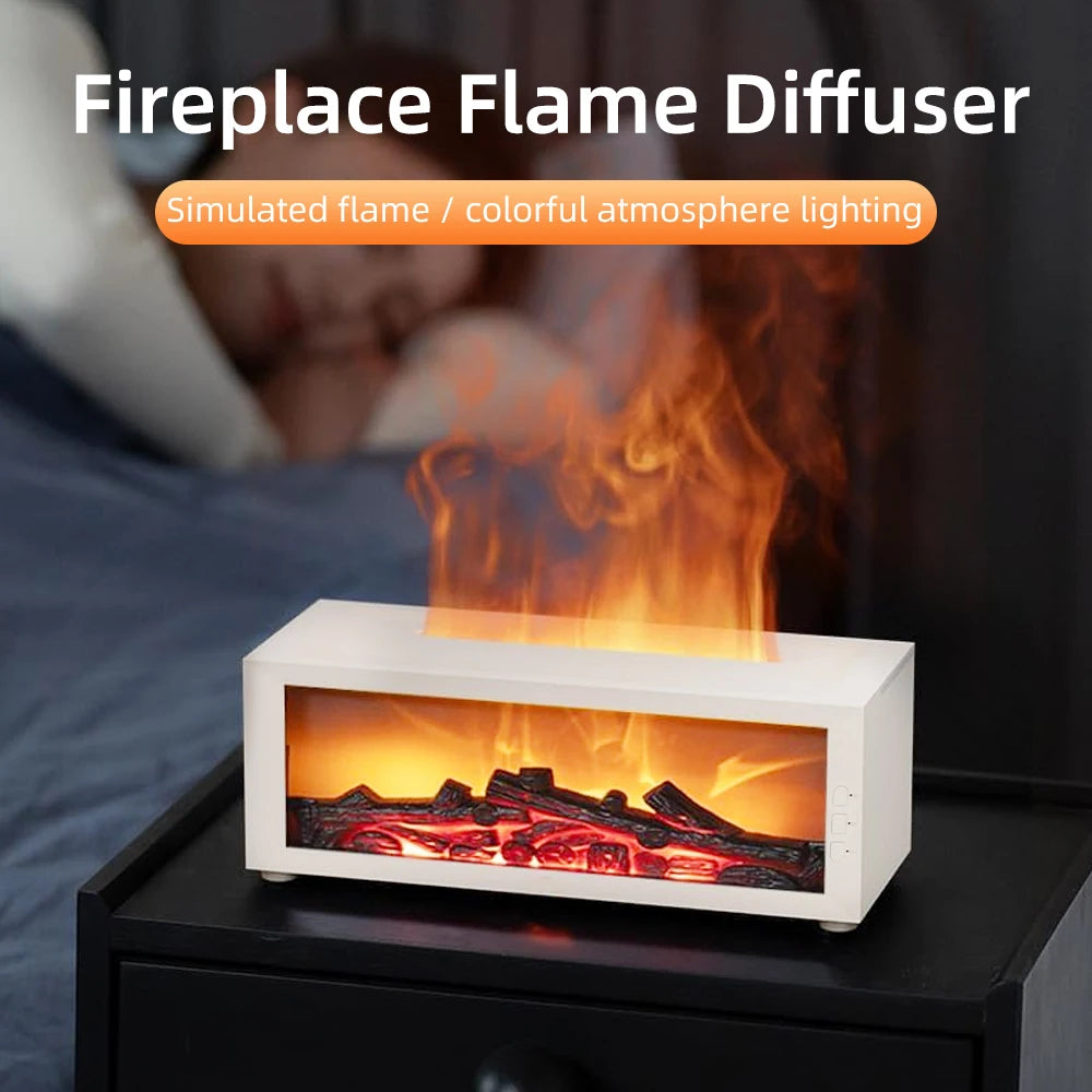 Miflame Quiet Fireplace Ultrasonic Humidifier With Aroma Diffuser LED
