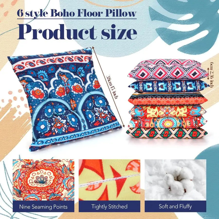 Bohemian Floor Cushions Set for Living Room