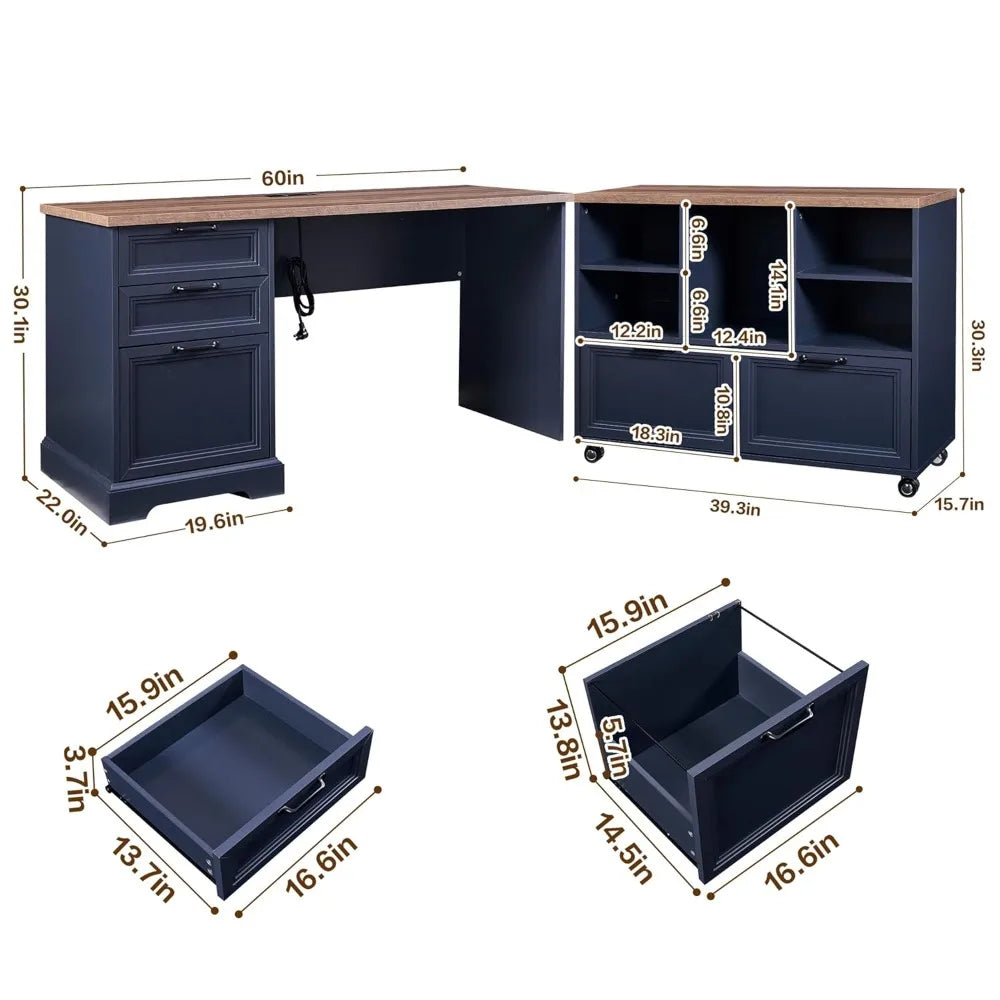 XIAOLANG L-Shaped Executive Desk With Adjustable File Cabinet For Office