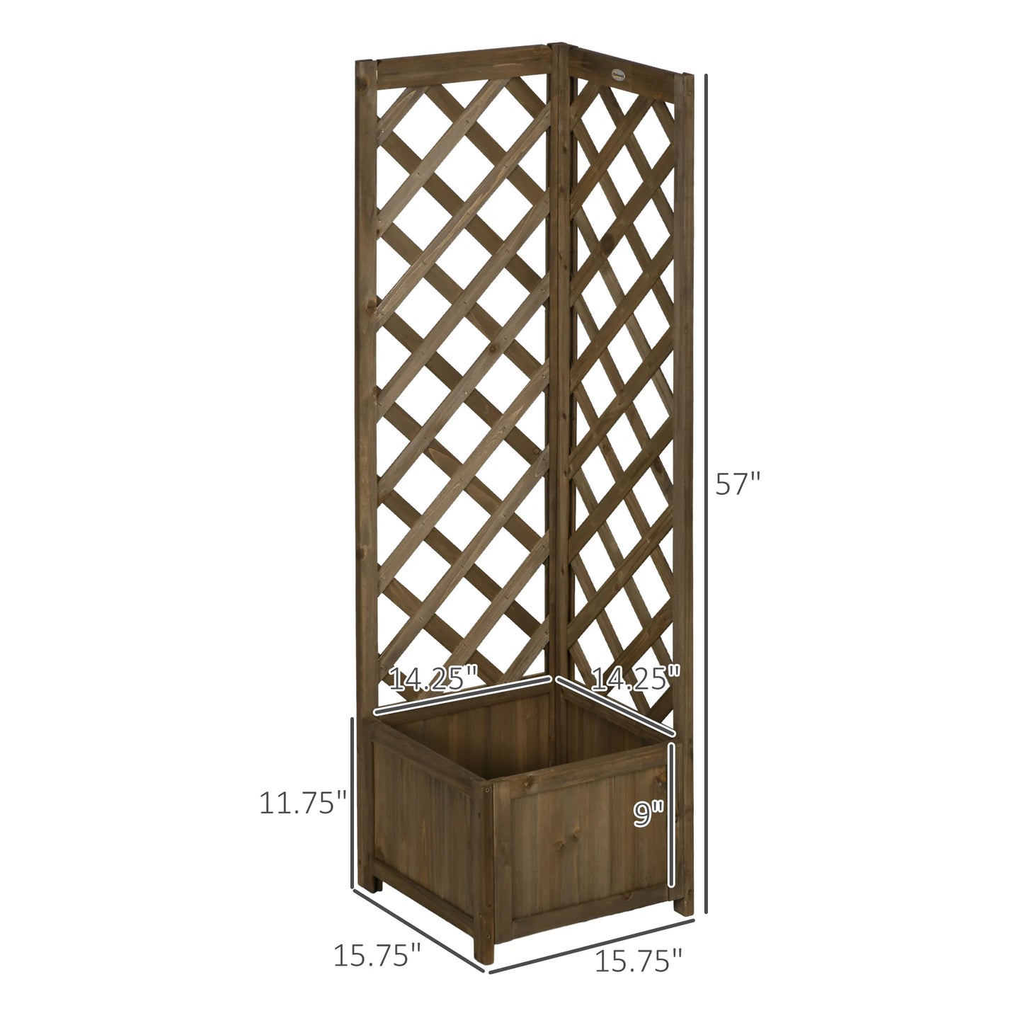 Outsunny Wooden Raised Garden Bed With Trellis For Vine Plants