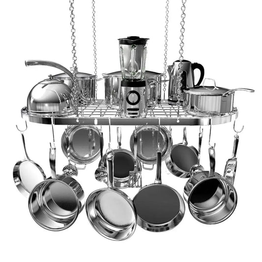 Hanging Pot Rack Ceiling Mount With 15 Hooks Kitchen Organizer