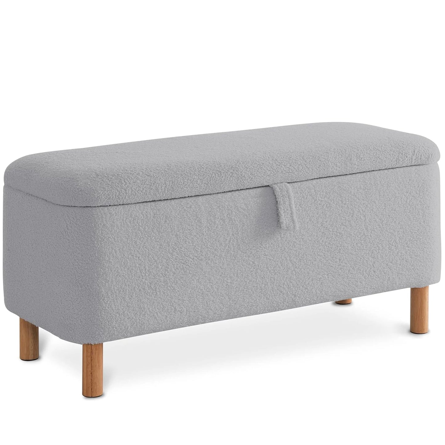 TODRAN Boucle Storage Ottoman Bench With Sherpa Upholstery