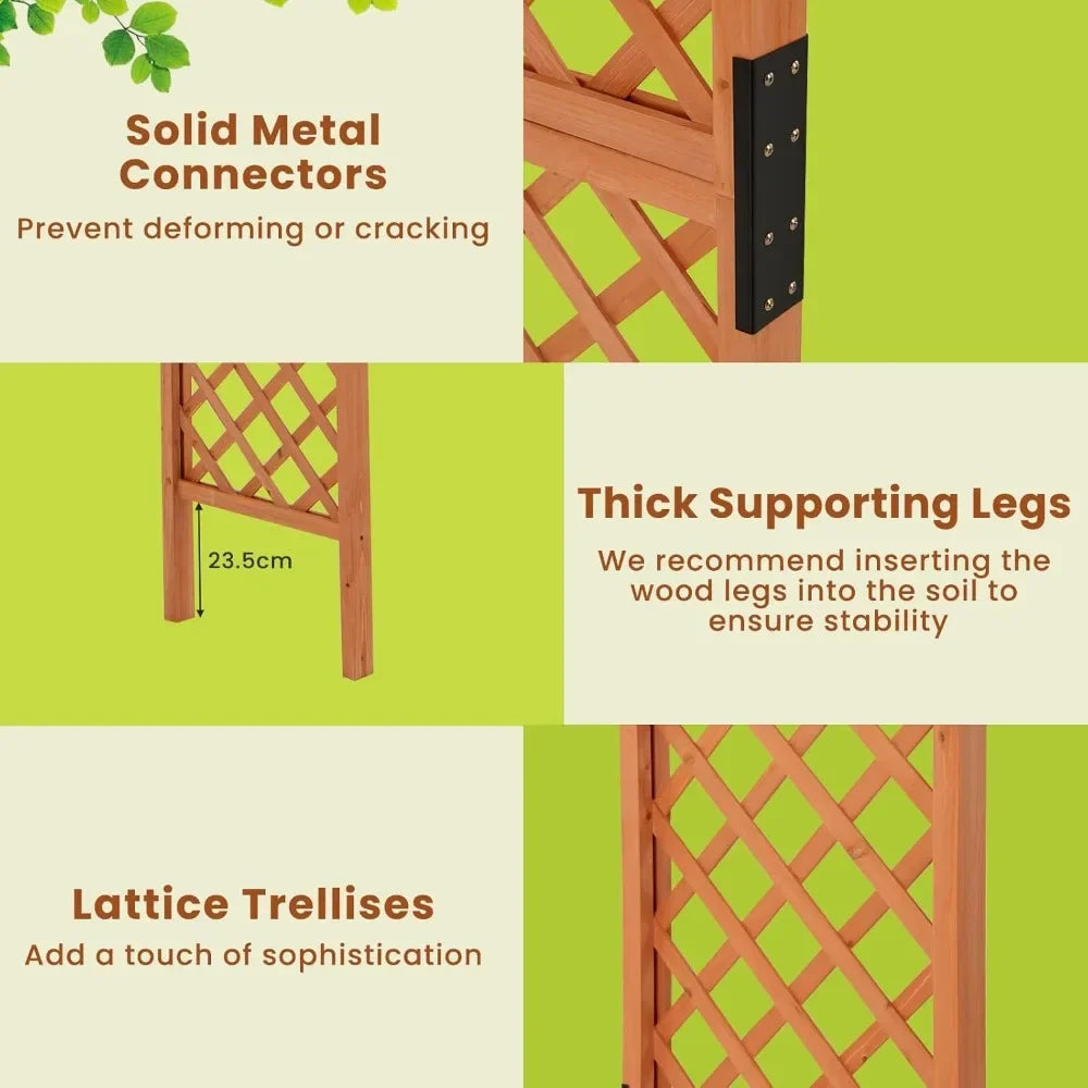 Wooden Garden Arbor Trellis for Climbing Plants Wedding Arch Pergola