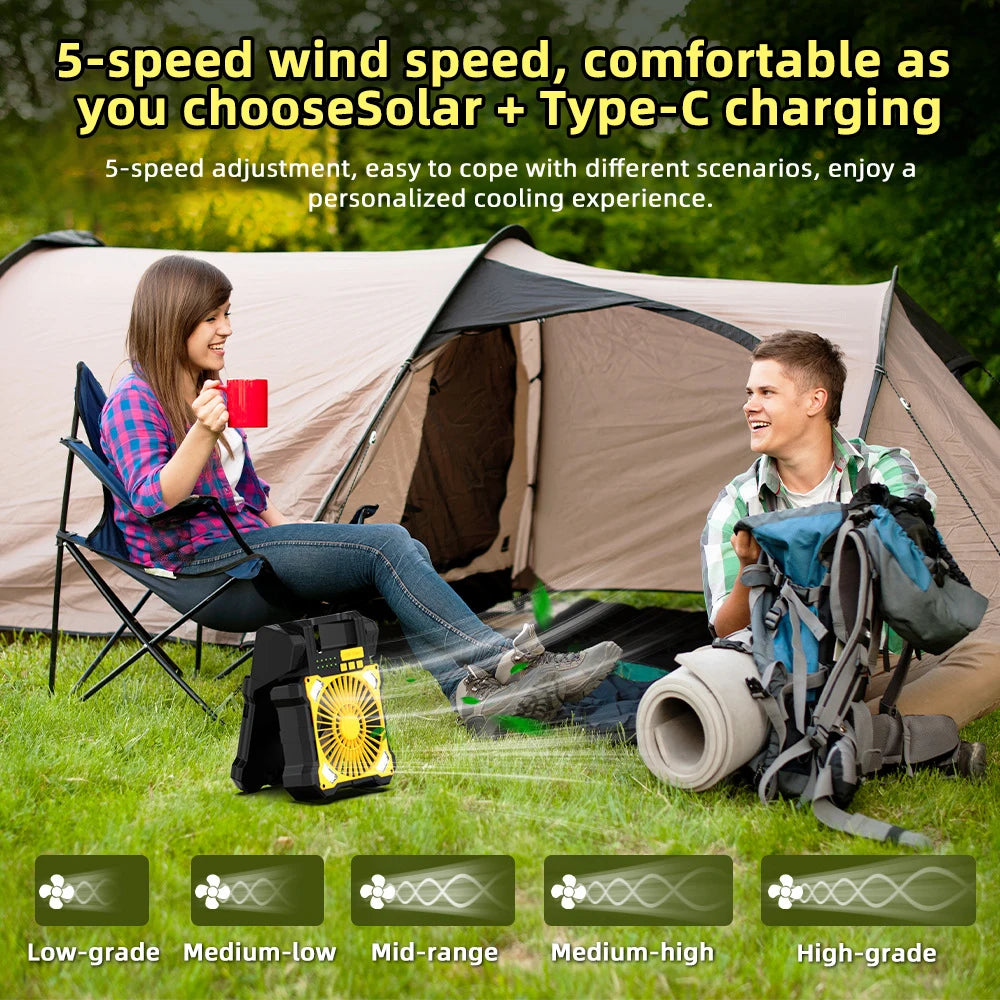Moowarlt Solar Charging Portable Fan For Outdoor Adventures
