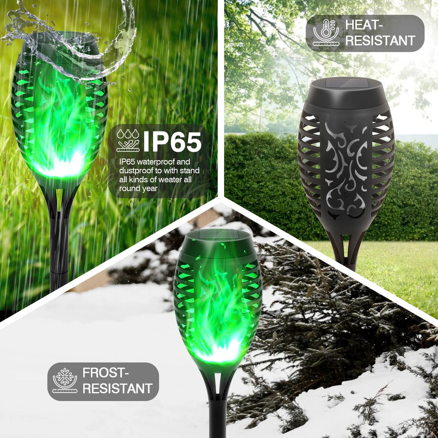 Solar Torch Light Outdoor Flickering Flame LED Waterproof Garden Decor