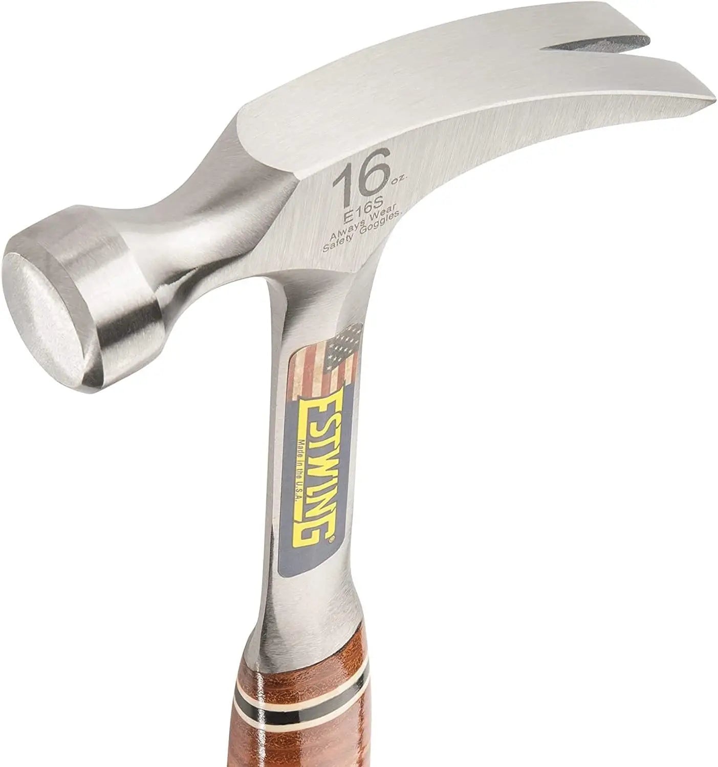 NONEDIY Straight Rip Claw Hammer With Leather Grip
