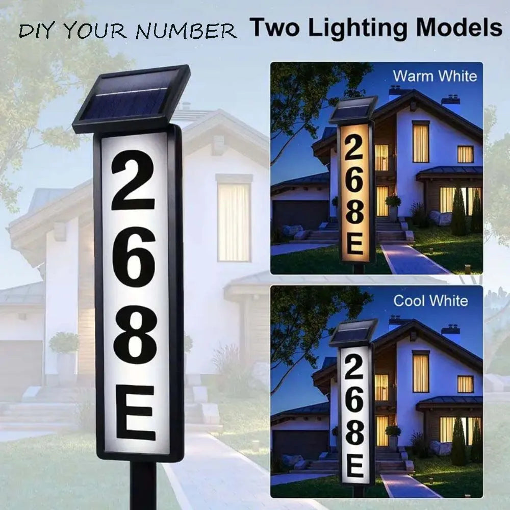 KEWEN Solar House Number Sign With Lighting And Pole Mount