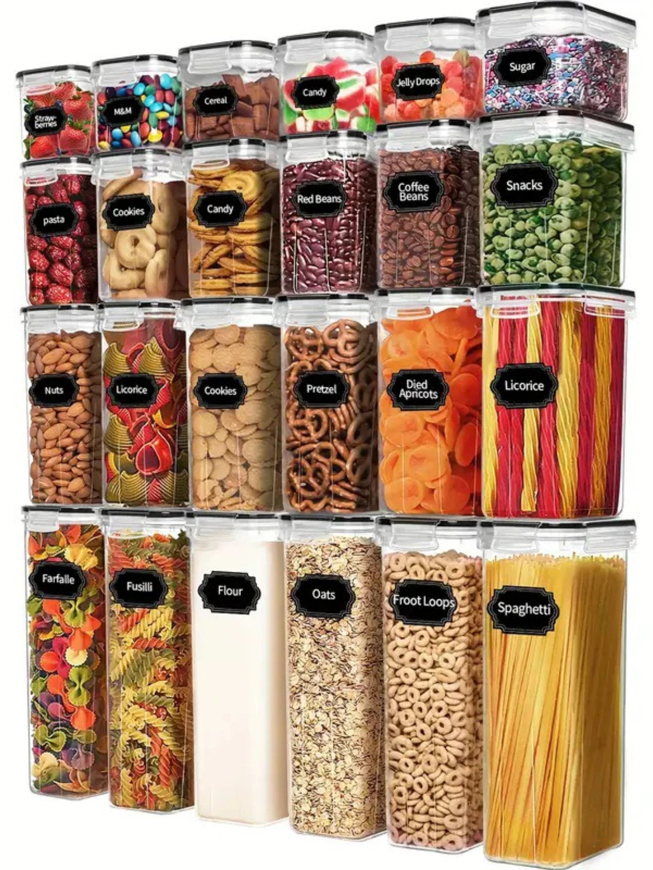 Airtight Food Storage Containers With Labels 24 Pieces