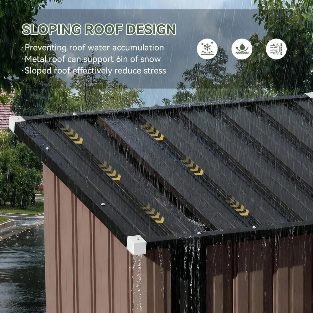 Outdoor Vertical Storage Shed With Lockable Doors And Adjustable Shelves