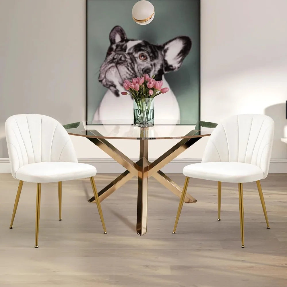 Cushioned Dining Chairs Set of Four With Wood Frame