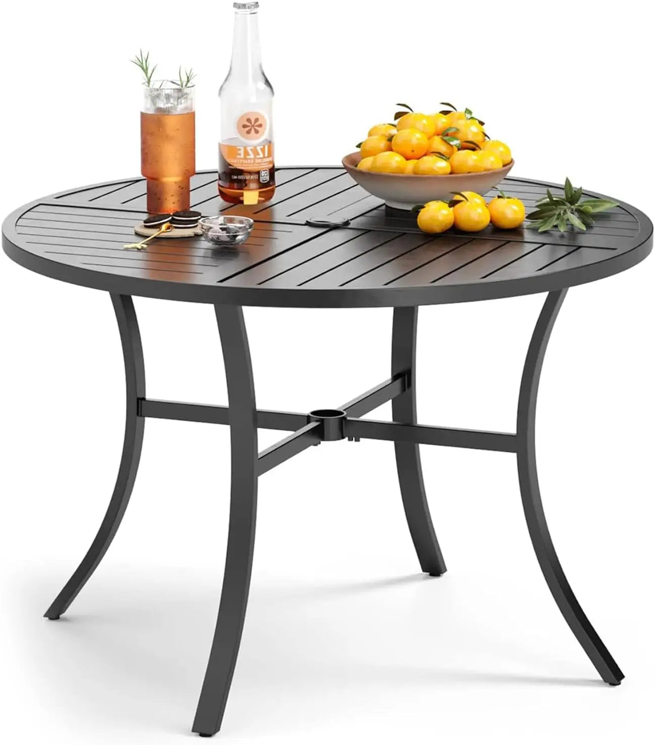 Outdoor Round Patio Dining Table All Weather Metal