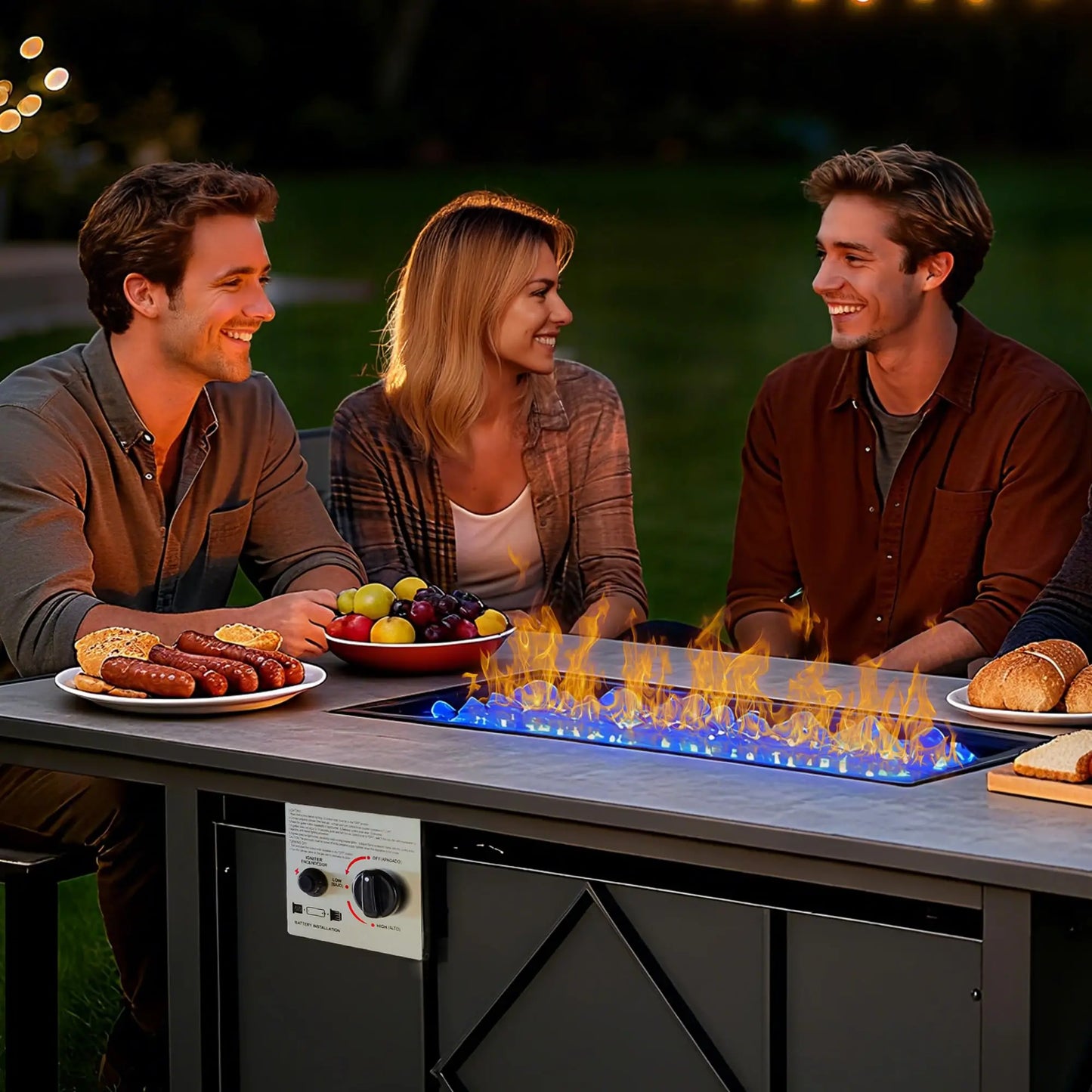 JHK Outdoor Propane Fire Pit Table 50,000 BTU For Patio