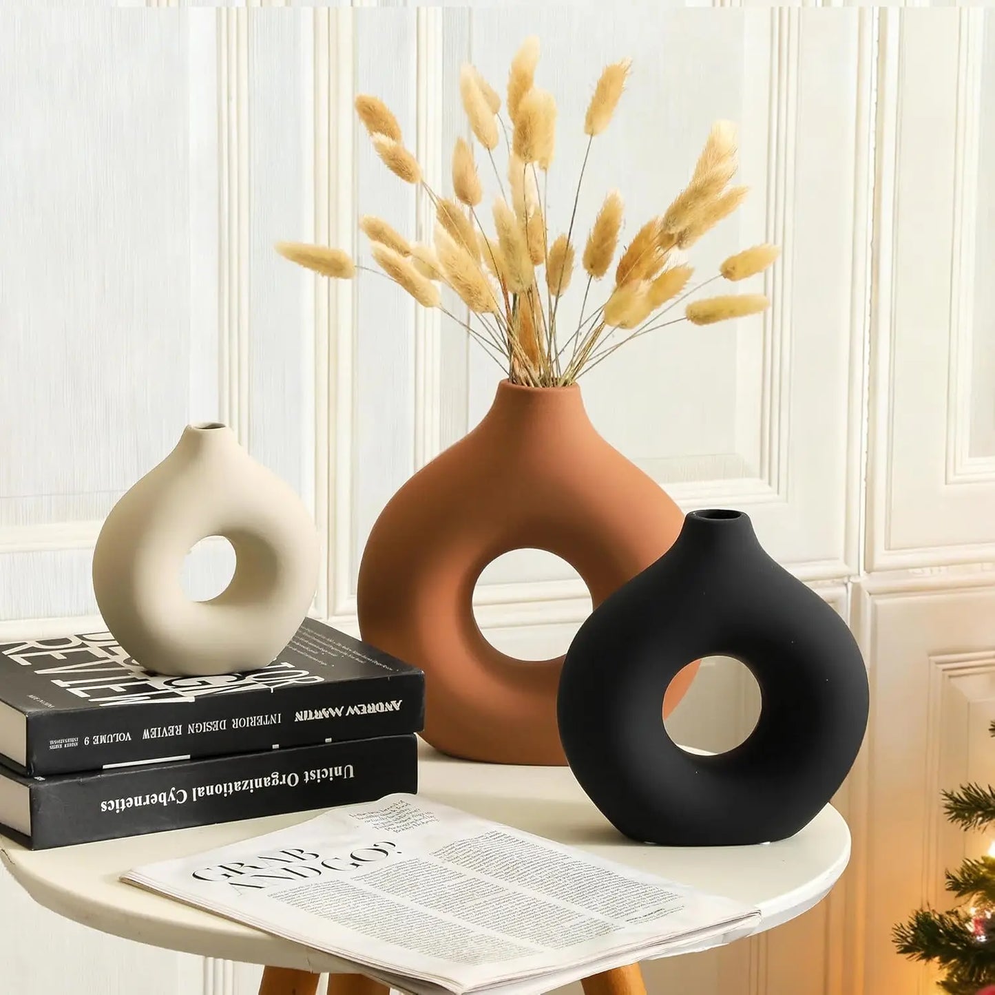 Ceramic Vase Set for Modern Farmhouse Home Decor Collection