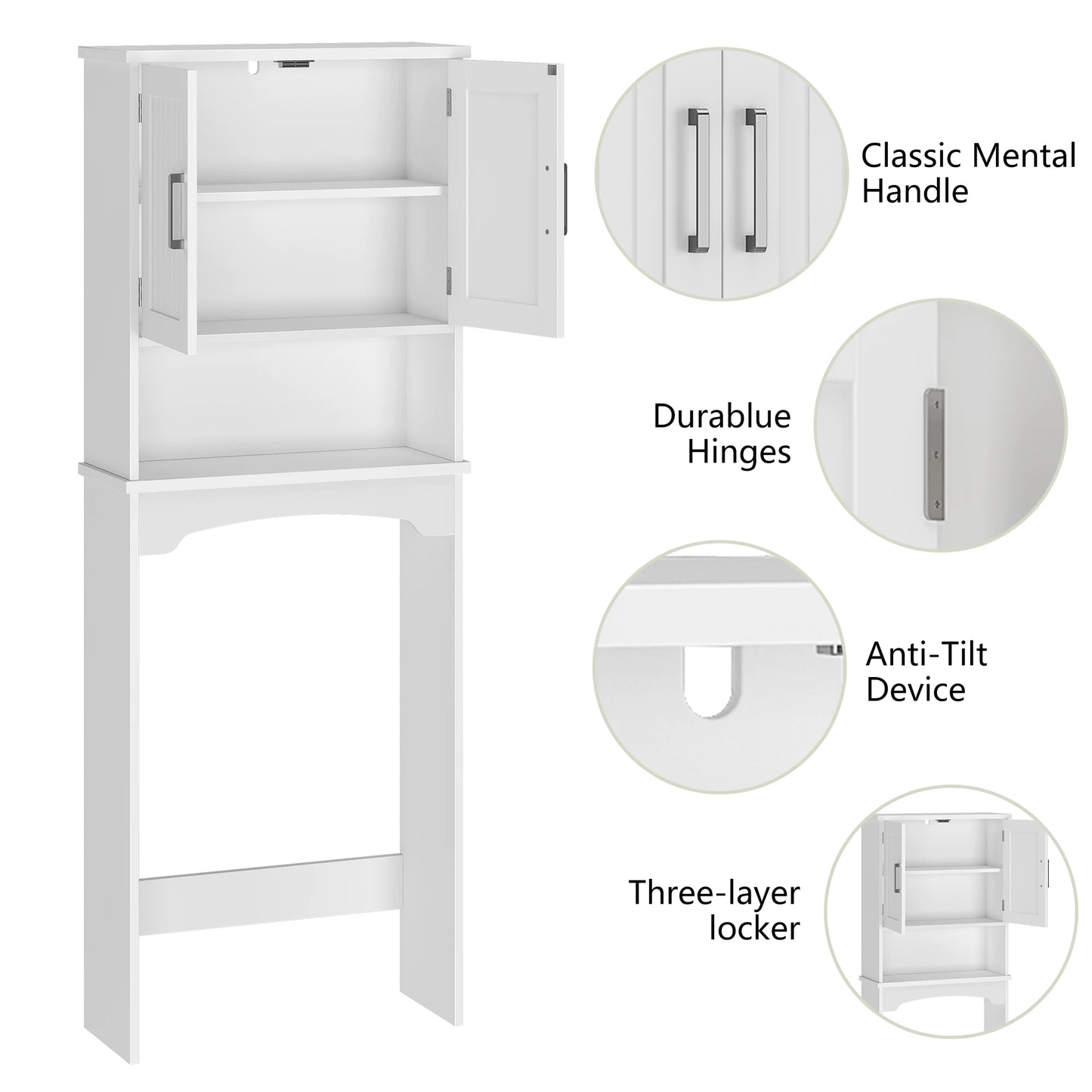 HiMISS Over The Toilet Storage Cabinet With Double Doors