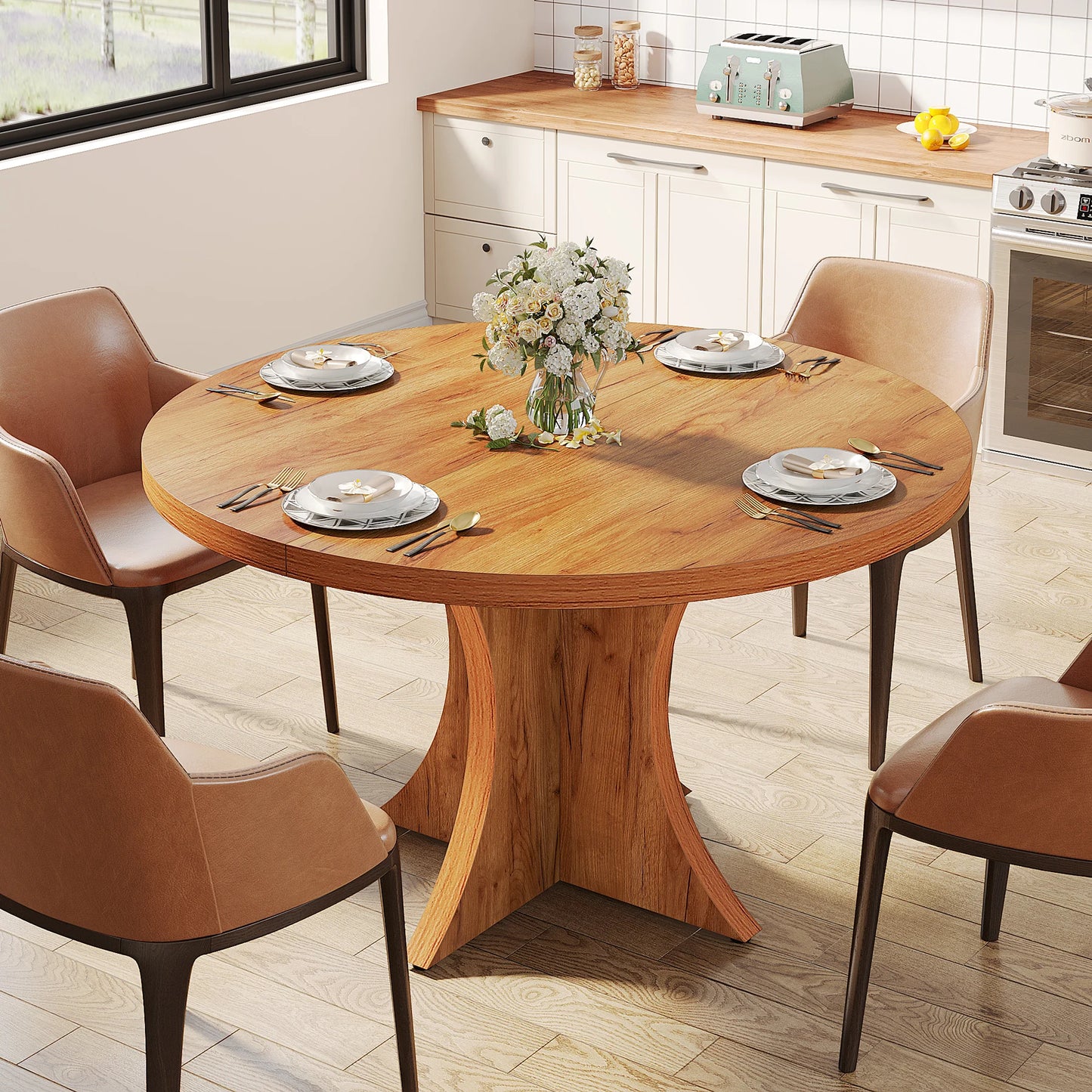 Tribesigns Round Dining Table For Four To Six People