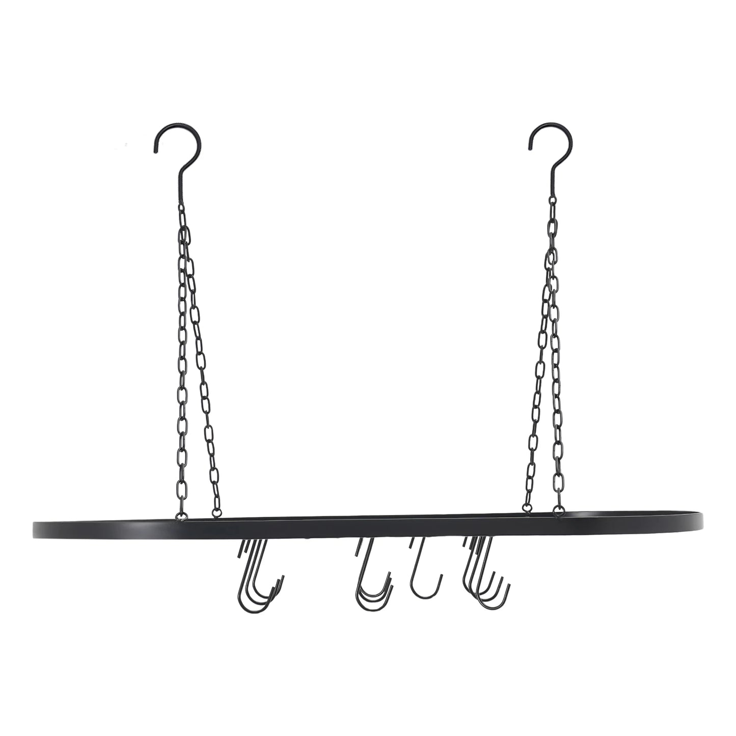 Ceiling Mounted Pot Rack With Ten Hooks, Iron Construction