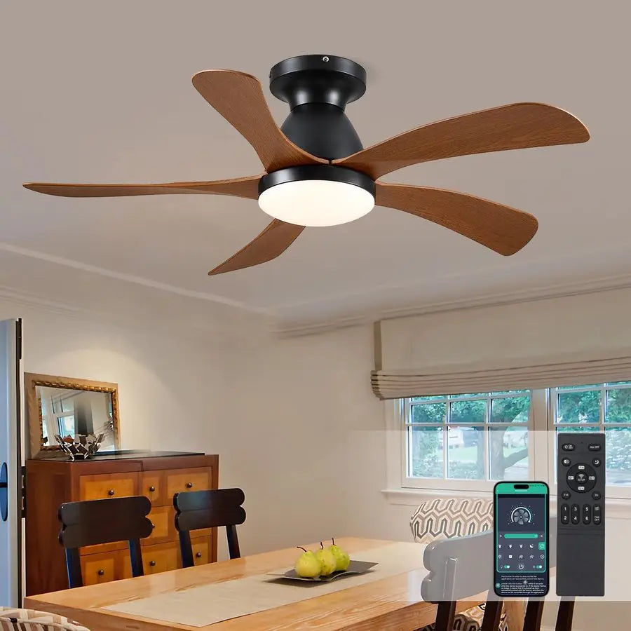 Low Profile Ceiling Fan With Lights And Remote Five Blades