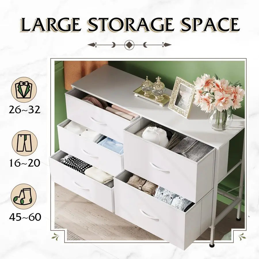 Fabric Dresser With Five Drawers For Bedroom And Closet