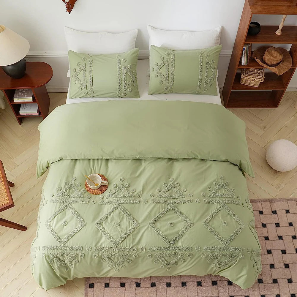 Simple Opulence 3-Piece 100% Cotton Bedding Set Duvet Cover Shams