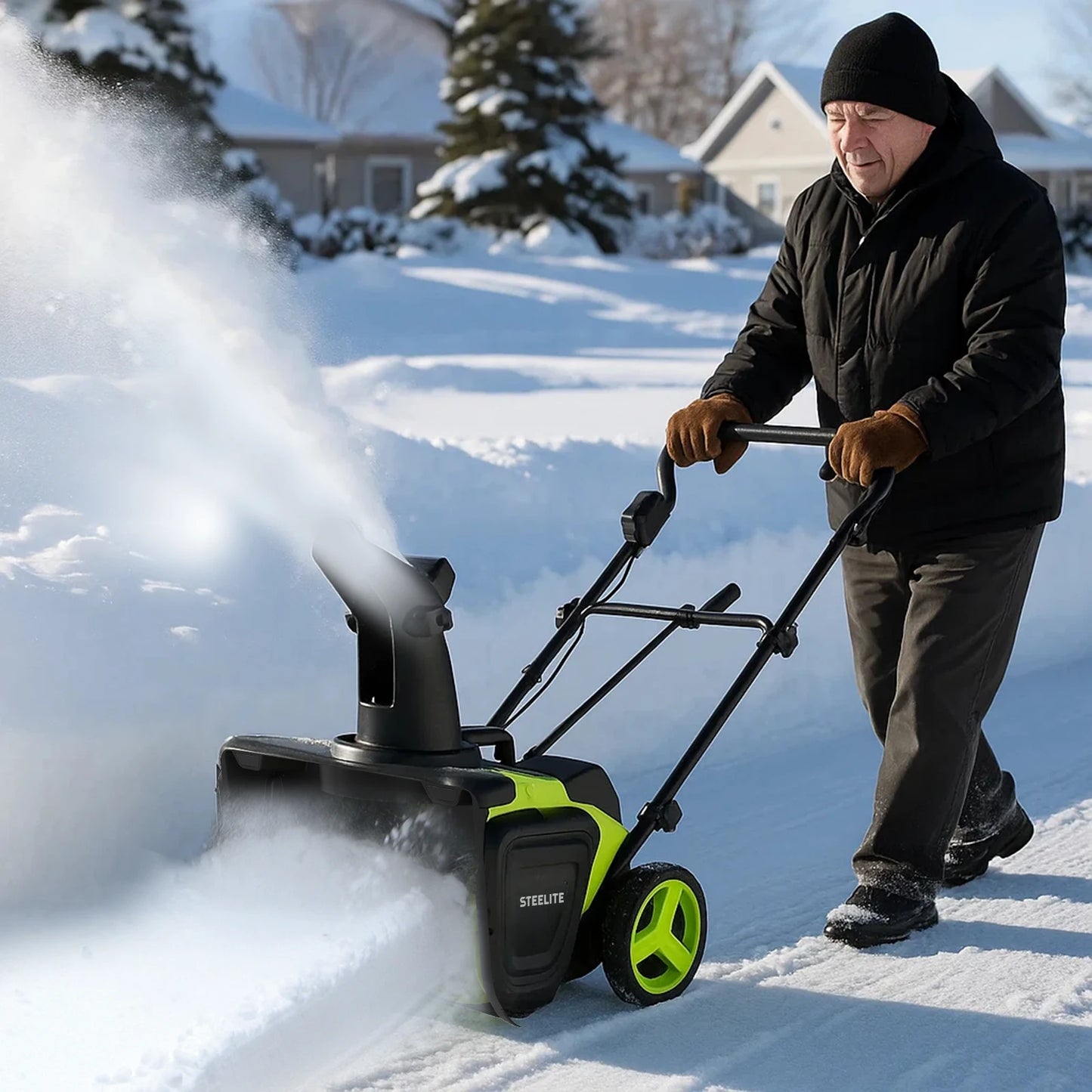 Deli 42V Cordless Snow Blower With Dual 4.0Ah Batteries Charger