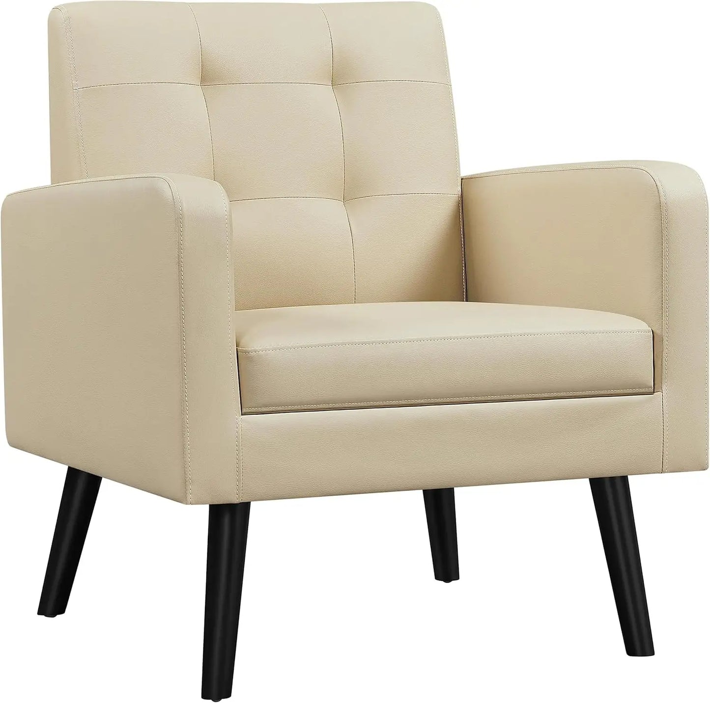 Mid-Century Modern Upholstered Living Room Accent Chair Button Tufted Back