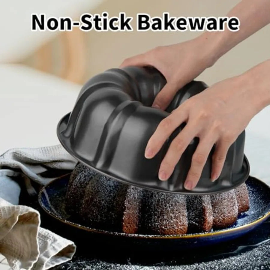 SHXI Nonstick Cake Pan Heavy Duty Carbon Steel Fluted Pan