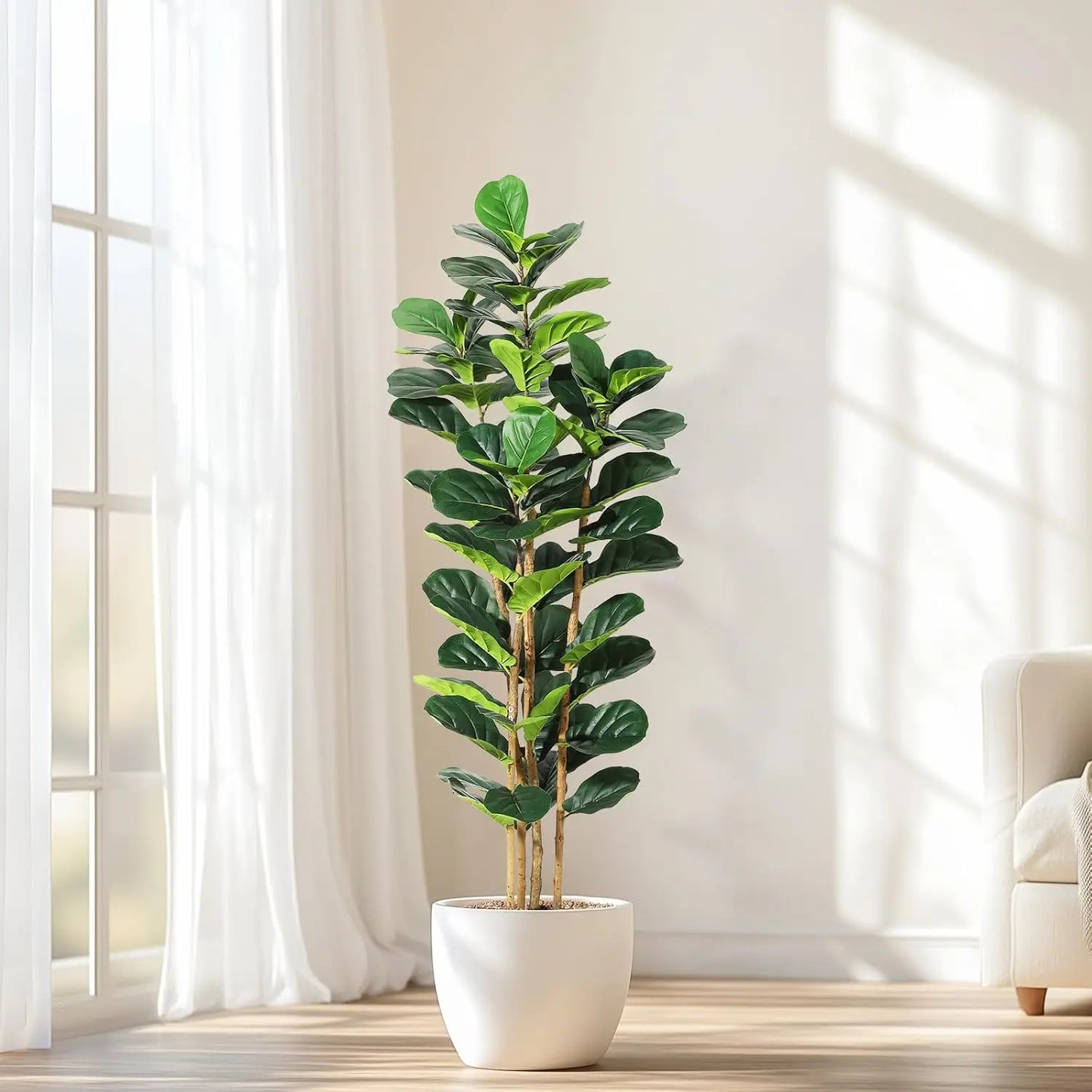 HiMISSCN Faux Fiddle Leaf Fig Tree With Pot Home Decor