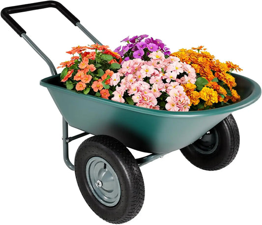 Upgraded 2 Wheel Yard Cart With Padded Handlebar For Gardening