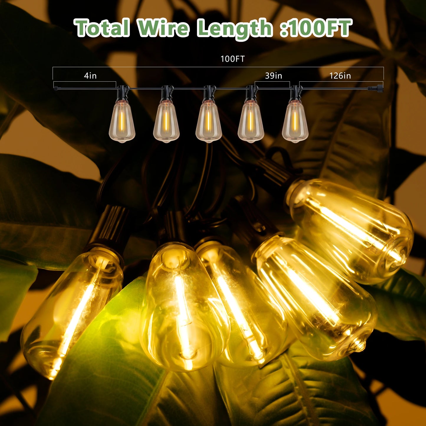 ARLGSITE Solar Outdoor String Lights IP65 Waterproof Remote Dimmable