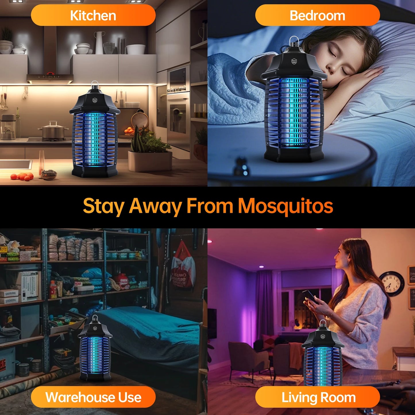 Electric Bug Zapper Indoor Outdoor Insect Killer Waterproof 8W 120V