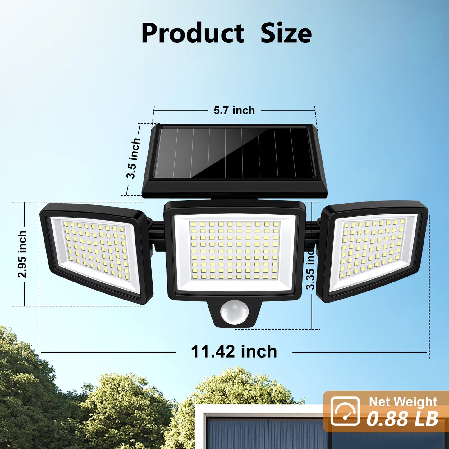 SZRSTH 3 Pack Solar Lights 2800LM Motion Sensor Security Lighting