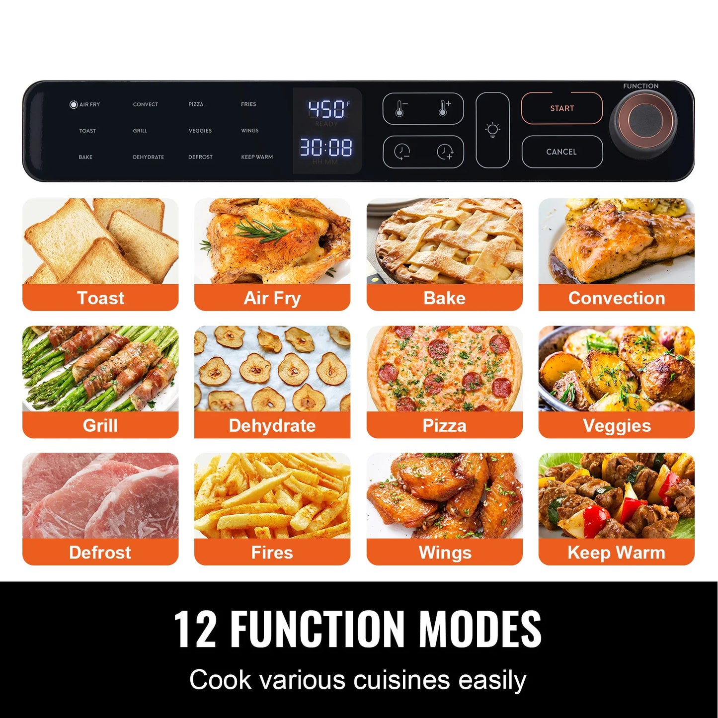 SucceBuy Air Fryer Toaster Oven Convection Stainless Steel Countertop Combo