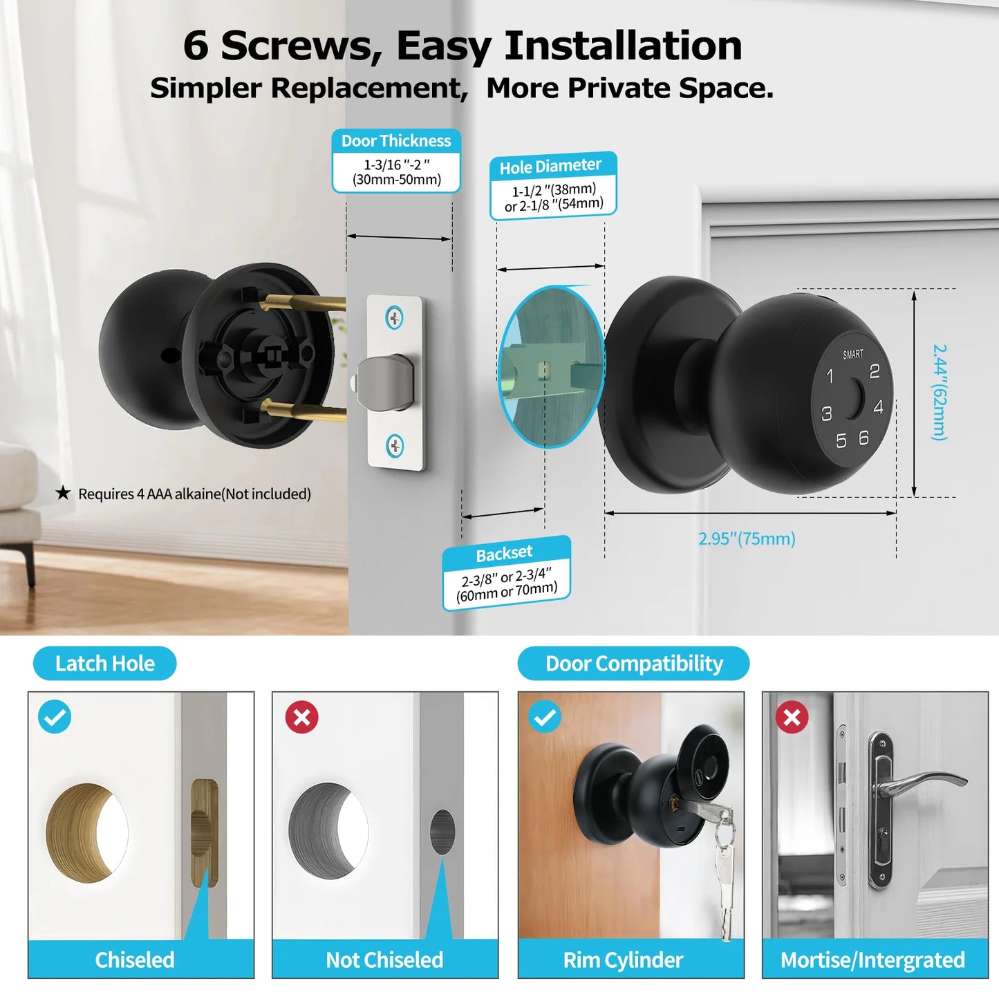 Viladepot Ball Shaped Smart Lock With Fingerprint Bluetooth