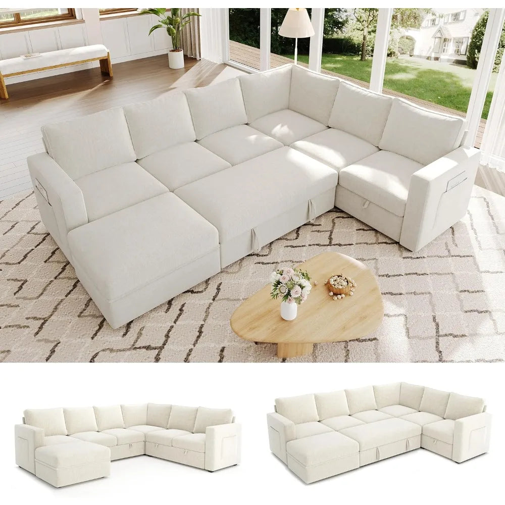 Modular U Shaped Sectional Sofa With Storage