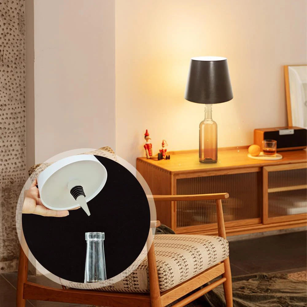 LED Wireless Wine Bottle Table Lamp With Touch Dimming