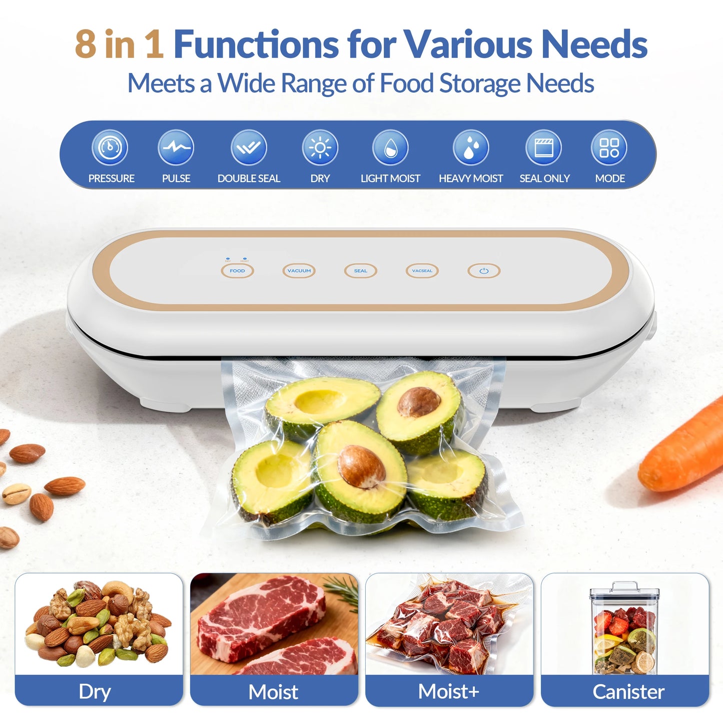 INSE VS-2101 Automatic Vacuum Sealer For Dry And Wet Foods
