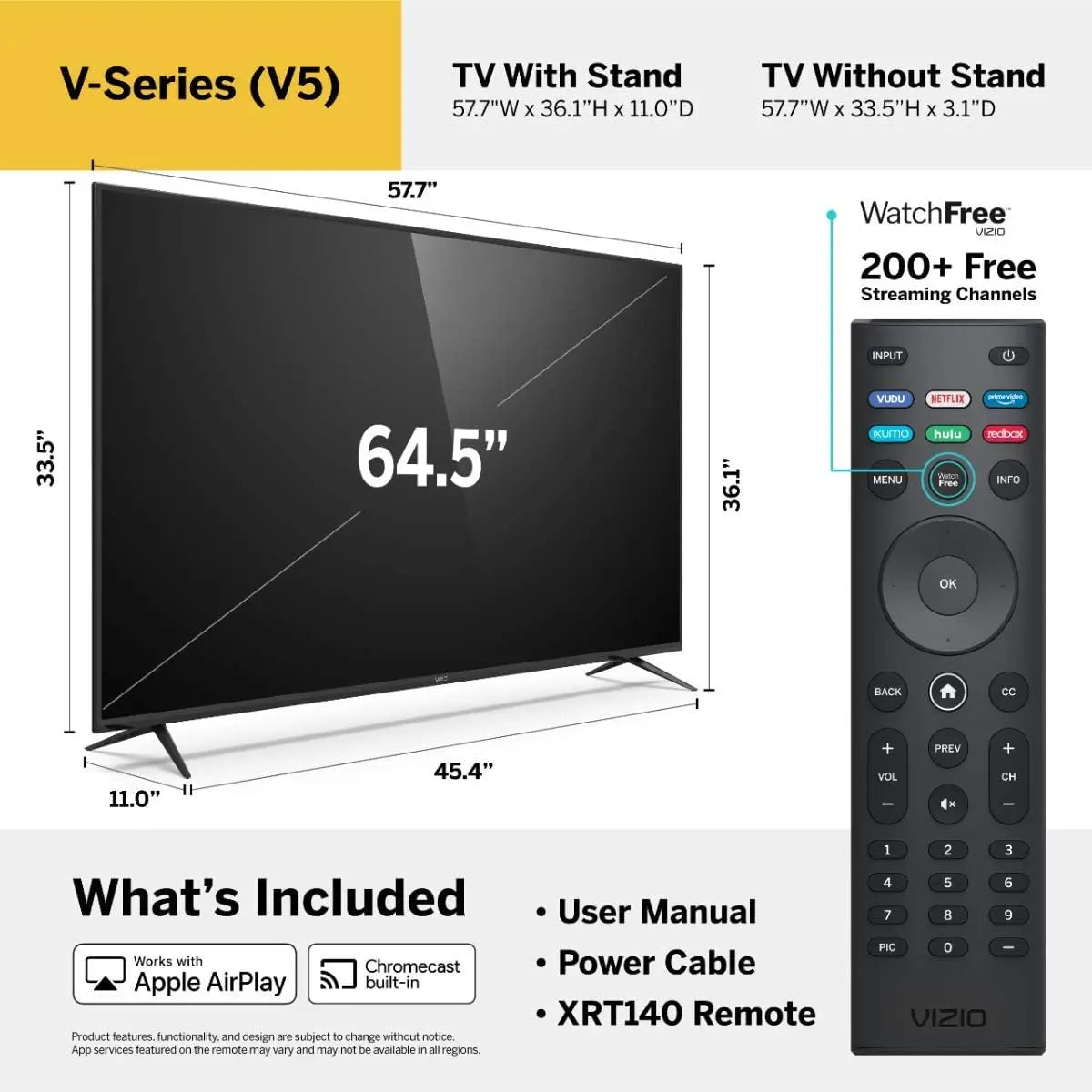 Smart TV With AirPlay And Chromecast, 4K UHD HDR LED