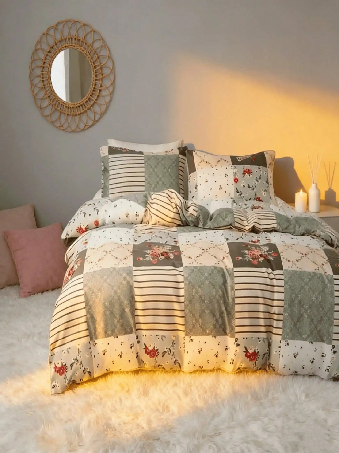 Soft Floral Patchwork Duvet Cover Set