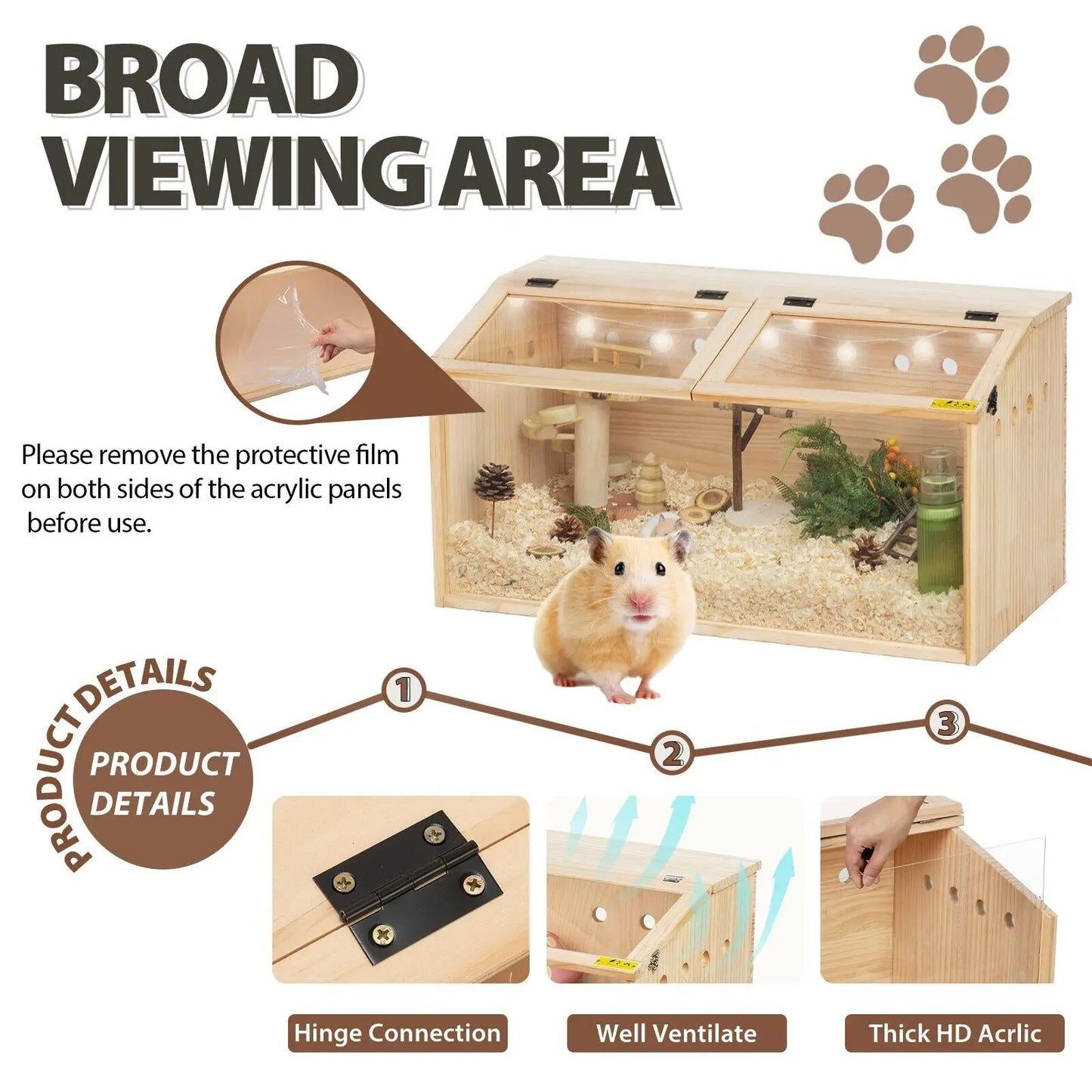 Wooden Hamster Cage Hutch With Openable Top For Small Pets
