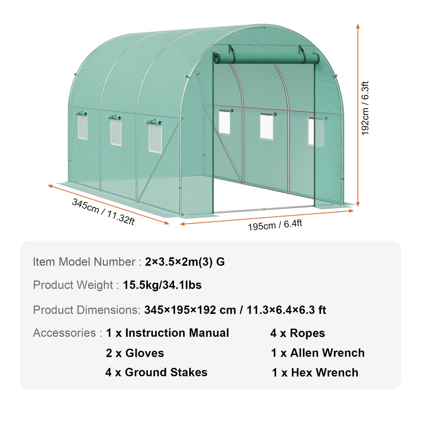 SucceBuy Walk In Tunnel Greenhouse With Steel Frame PE Cover