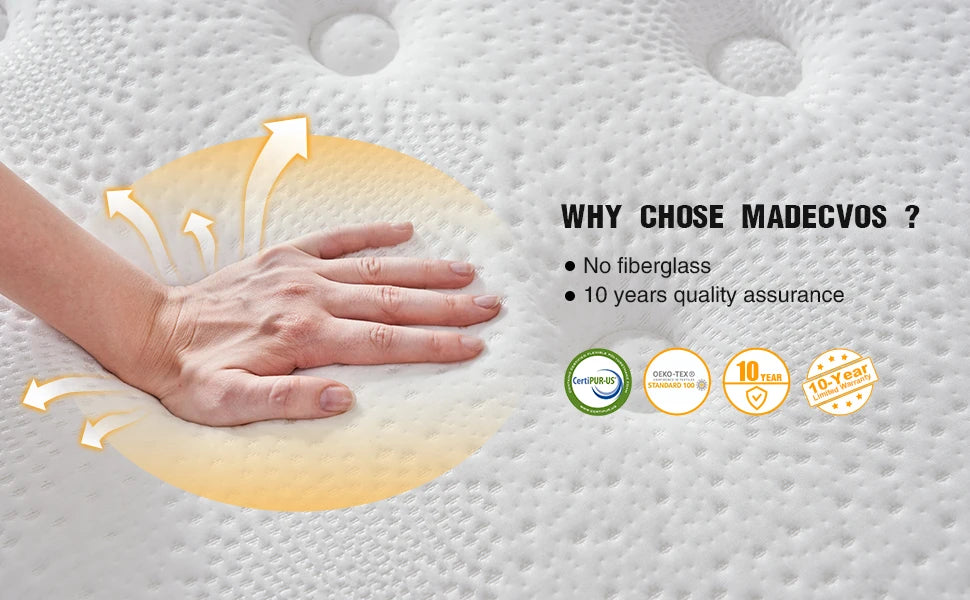 Madevos Hybrid Mattress In Box With Pocket Springs Medium Firm