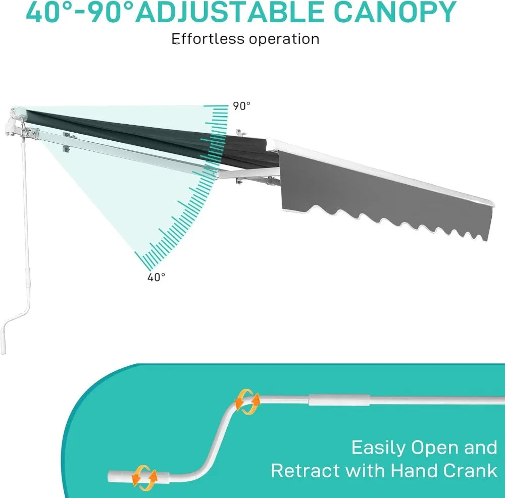 NONECN Retractable Patio Awning With Aluminum Frame