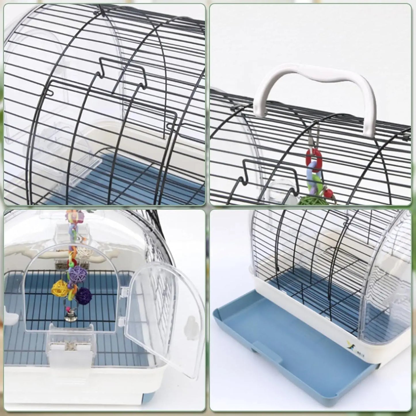 HiMISSCN Portable Bird Cage Carrier Parrot Cage With Perches