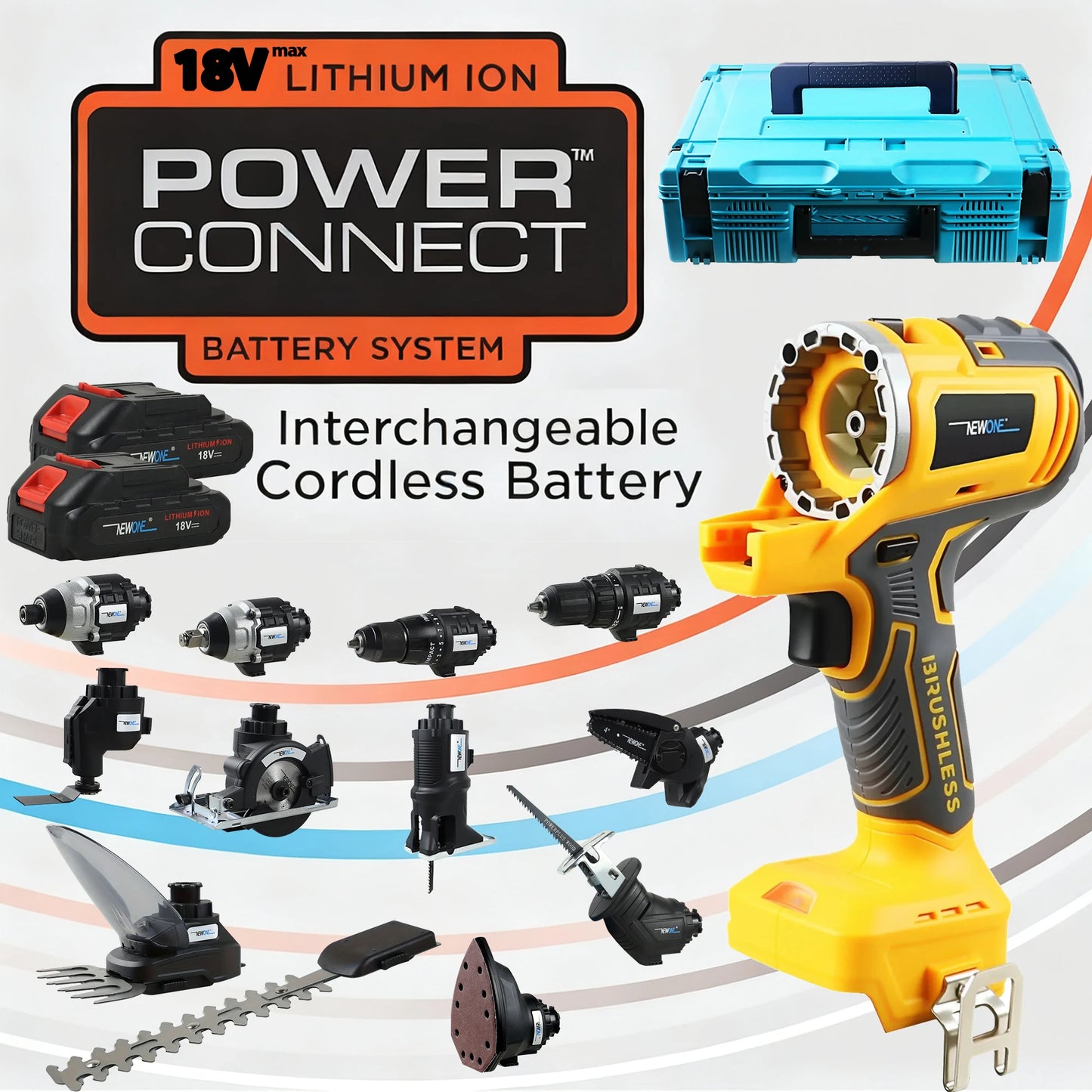 NewOne Brushless 18V Cordless 12 Tool Power Tool Combo Kit With Circular Saw