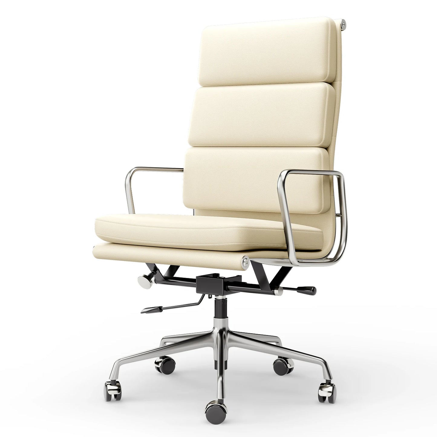 Furgle Mid Back Genuine Leather Ergonomic Office Chair With Lumbar Support