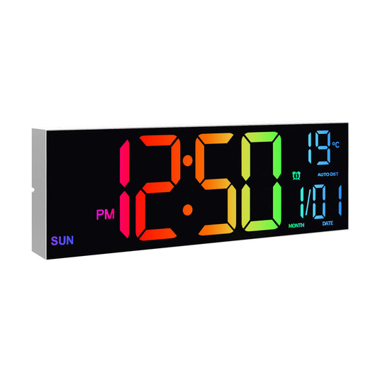 Large Digital Wall Clock With LED Display Remote Alarm Temperature