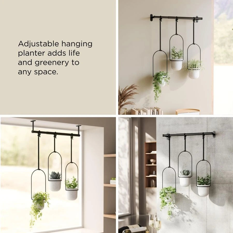 Triflora Hanging Planter for Window Indoor Herb Garden Set of 3